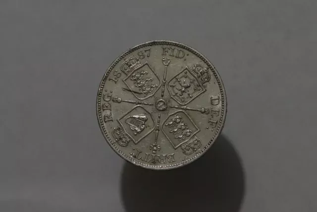 🧭 🇬🇧 Uk Gb Double Florin 1887 Scarce High Grade Victoria B54 #670
