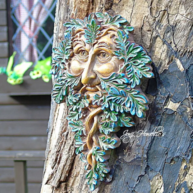 Green Man Tree Ent Face Garden Ornament Wall Plaque Forest Spirit Fantasy Myth