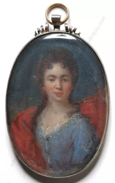 "Portrait of a French lady", oil on copper miniature, ca. 1690 (m)