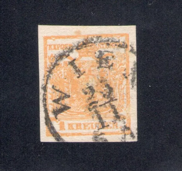 1850-54 Österreich - Kaiserreich, Bizepsadler, Nr. 1a - 1 Kreuzer orange, signi