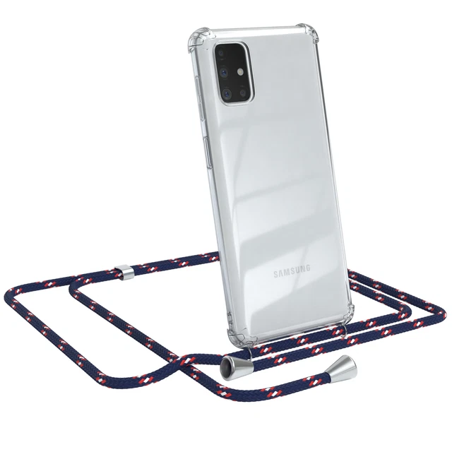 Pour Samsung Galaxy M51 Portable Accrocher Corde Sac Chaîne Bleu Camouflage