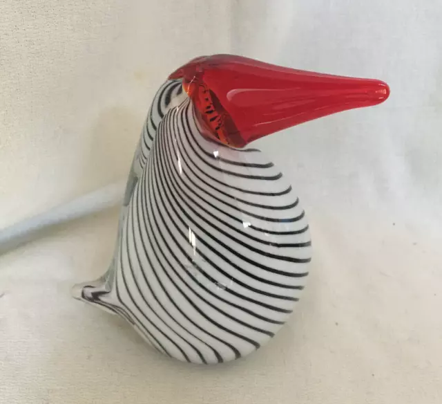 Art Glass Toucan Bird Paperweight Figurine Red Black White Clear