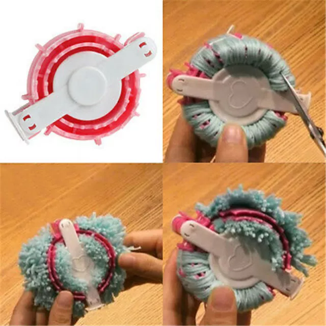 Fluff Ball Needle Plush Knitting Heart Shaped Maker Weaver Pom Pom Crafts DIY