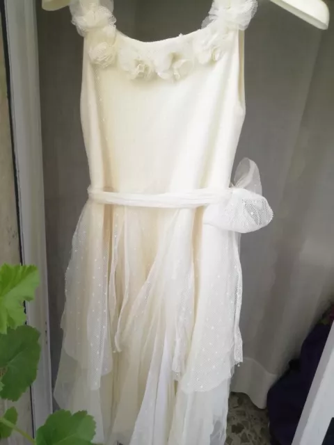 Vestito Bambina 8 Anni Elegante Con Fiori Applicati Colore  Panna Sartoriale