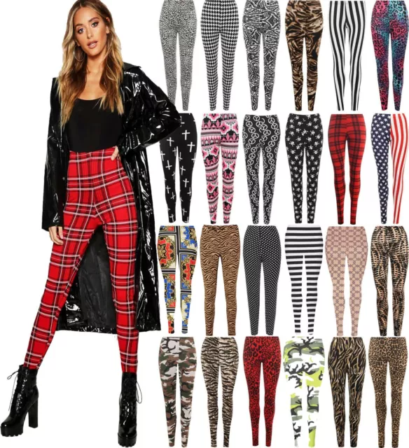 Women Ladies Full Length Printed Legging Jeggings Stretchy Pants Skinny Leggings