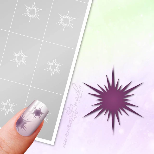 Stencil per aerografo e nailart W069 stella fuochi d'artificio Star Blitz