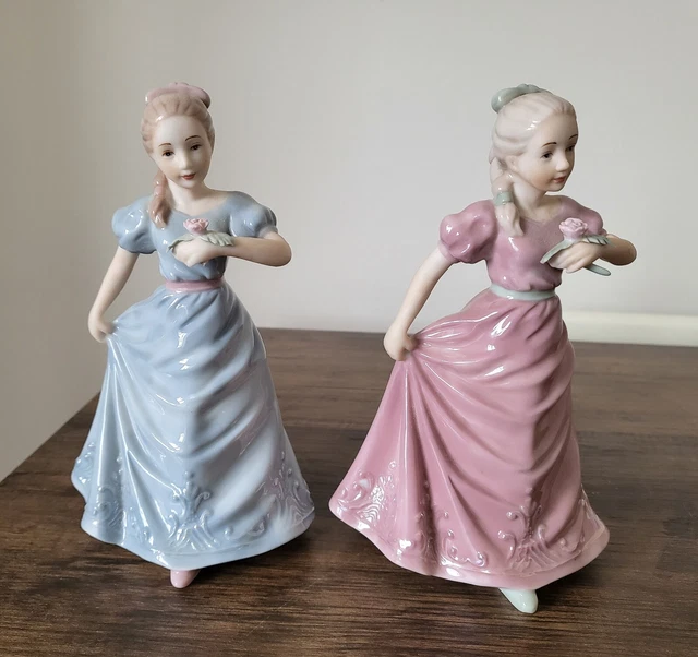2 Vintage Hand Painted Porcelain "Ladys with Flowers" SBL Regal House Collection