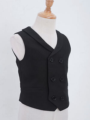 Boys Suit Vest Double Breasted Waistcoat Vest for Wedding Party Banquet Dinner