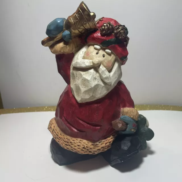 Christmas Decorations Santa Claus Carrying Ring Bell Figurine 6’ Ceramic Decor