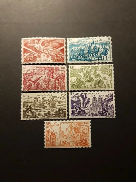 Timbre France Colonie Madagascar Poste Aérienne Pa N°65/71 Neuf ** Luxe Mnh 1946