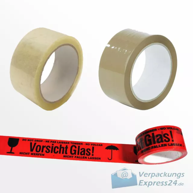 66m Klebeband Paketband Paketklebeband Packband Packrolle leise Vorsicht Glas