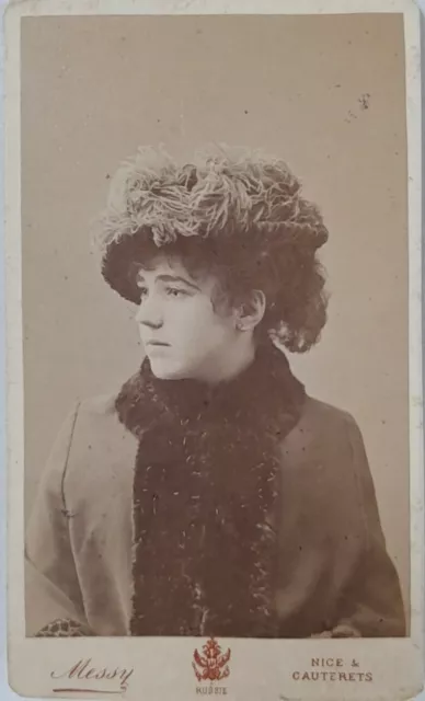 Photo ancienne CDV  Portrait d'une femme au chapeau  photo  Messy à  Nice