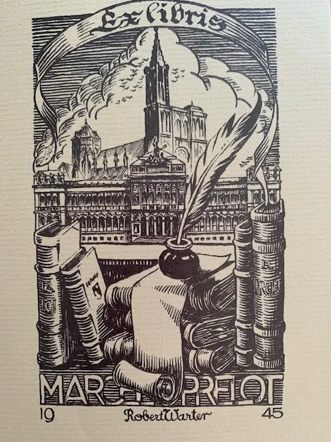 Ex-libris Alsace Robert WARTER for PRELOT Marcel, 140x80 mm