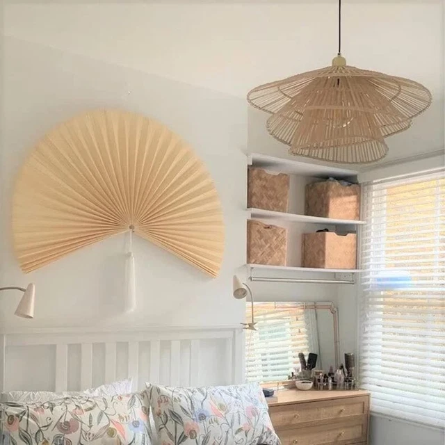 48" Bamboo Wall Fan Headboard, Decorative Folding Fans, Awesome Statement Piece