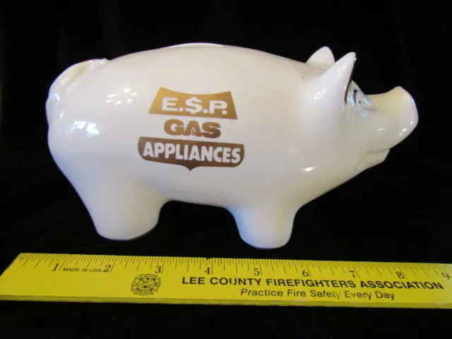 Vintage Piggy Bank Business Logo: "E.s.p. Gas Appliances"