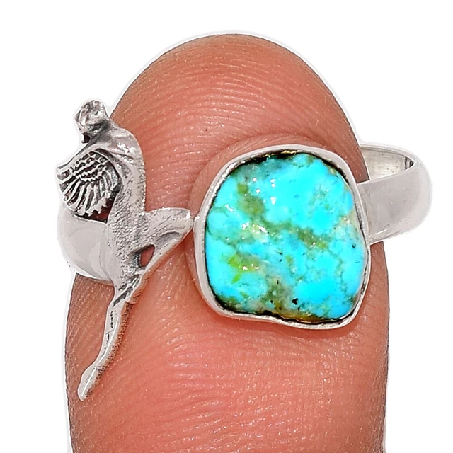 Fairy - Natural Sleeping Beauty Turquoise Rough 925 Silver Ring s.7.5 BR206646