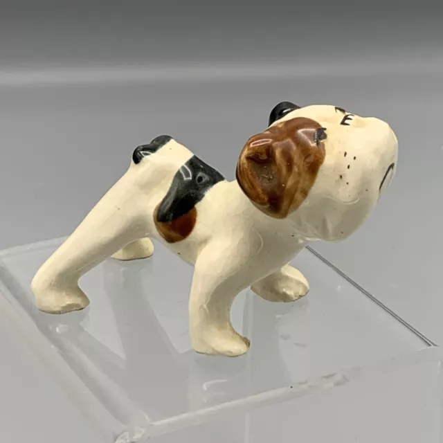 Vtg Standing American Bulldog Figurine Ceramic Black and Brown Collectible Dogs