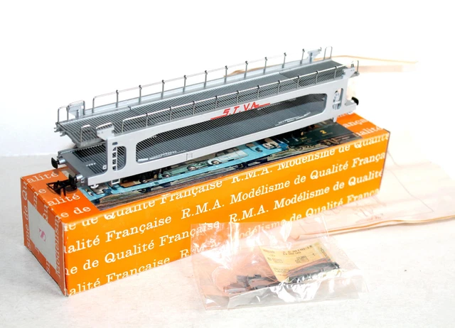 Rma ho 1/87 n° 204 wagon porte auto voiture, stva ta 60 bleu