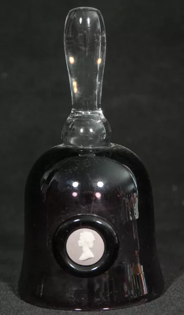 Vintage Wedgwood Jasperware Amethyst Glass Bell 6"- Queen Elizabeth Ii