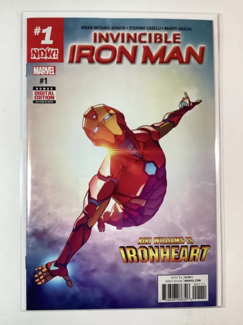 INVINCIBLE IRON MAN #1A NM+ 9.6🔑🥇1st CVR APP OF RIRI WILLIAMS AS IRONHEART🥇🔑