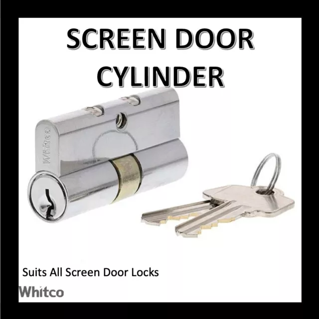 Whitco Security Screen Door Barrel 1 X Cylinder Lock Keyed Alike With 2 X Keys