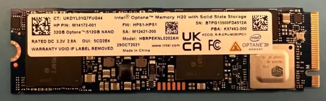 Intel Optane Memory H20 512GB SSD 32GB Optane 512GB NAND M14172-001 HBRPEKNL0202