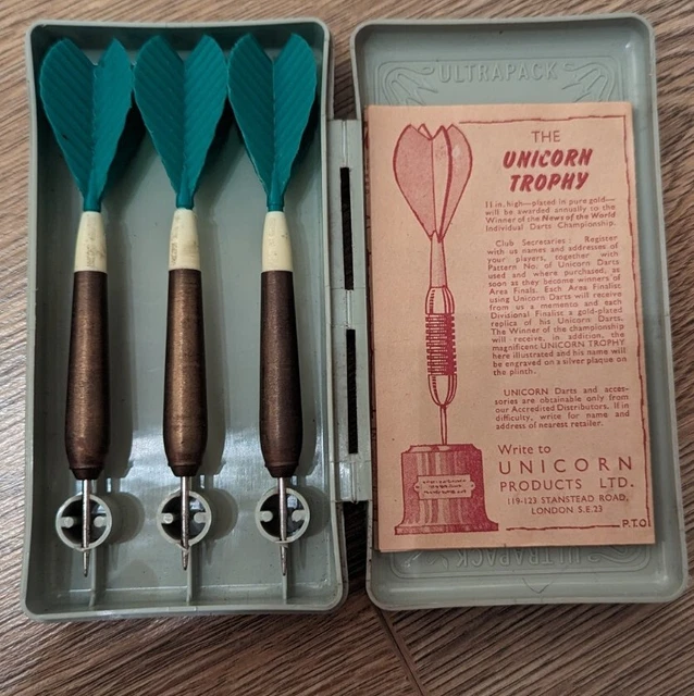 VINTAGE UNICORN DARTS In Original Box Taborns Dart Specialists TOOTING