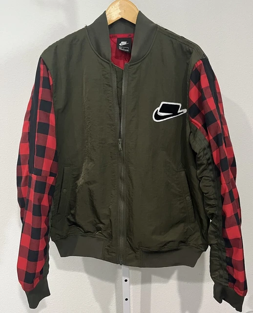 NIKE NSW BOMBER Fill Jacket Olive Lumberjack BV4532 325 Plaid Men s Size Medium 119.99 PicClick