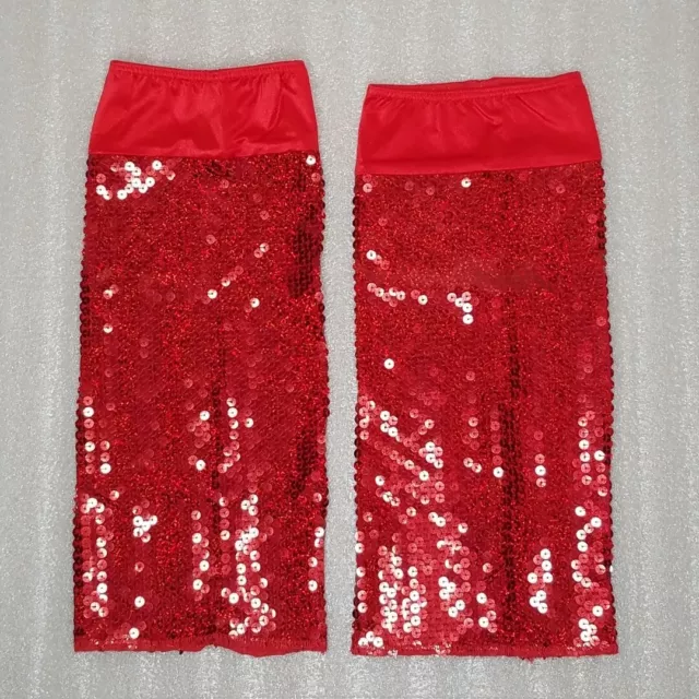 Anything Goes LEG WARMERS RED Solid Sequin Child Large New Dance Costume