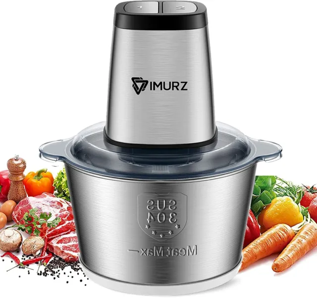Mini Chopper Electric Food Processor With 2 Litre Stainless Steel Bowl, Silver