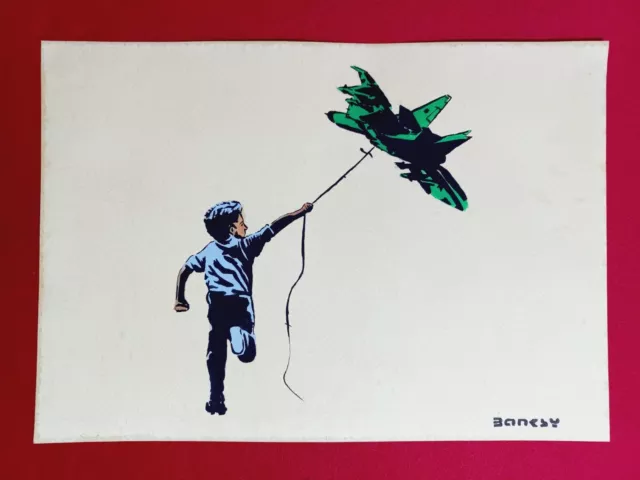 banksy painting on paper "Handmade" signed and stamped mixed media