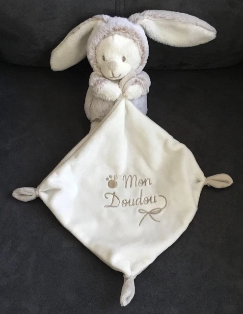 Doudou Ours blanc déguisé en lapin marron beige mouchoir Mon Doudou Simba Toys