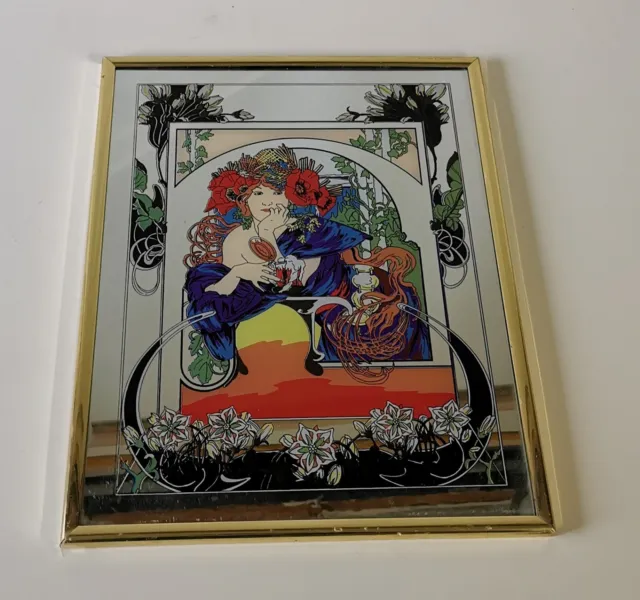 Miroir Vintage Sérigraphié Très Bon État