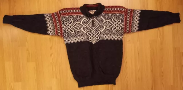 Vintage DALE OF NORWAY Sz M Vail 1999 Norwegian Pure New Wool Gray Ski Sweater