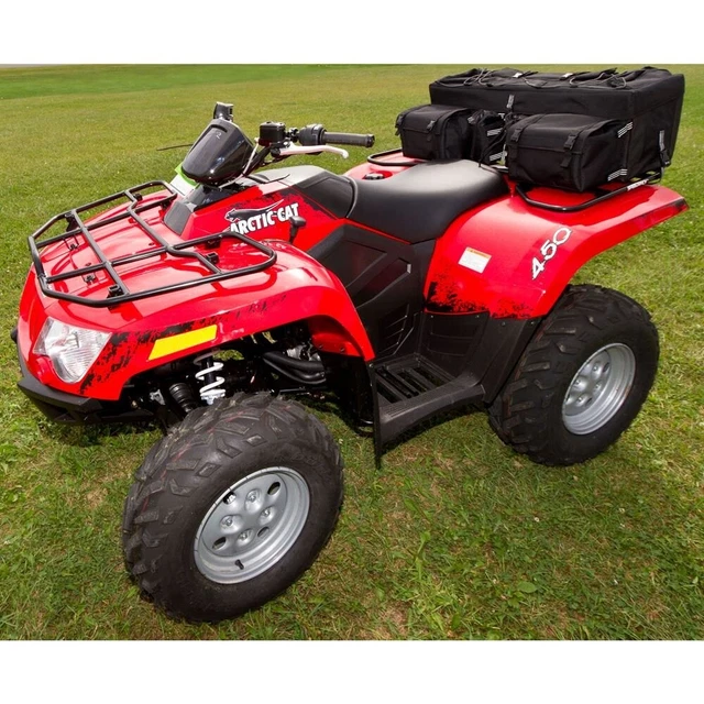 ATV Storage Back Seat Rest Mount 4 Wheeler Cargo Black Padded Zipper Pockets Bag