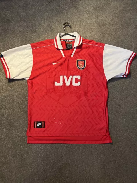 Original Nike Arsenal 1996/98 Home Football Shirt Size XL JVC Gunners
