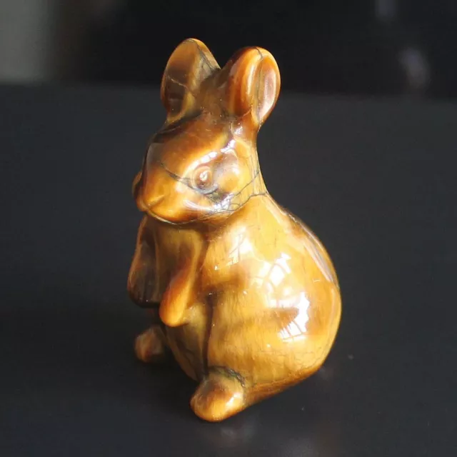 Gemstone Crystal gold tiger eye Rabbit Bunny Figurine Animal Carving 1.5''