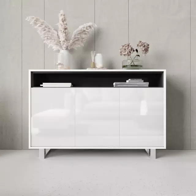 TV Unit 130cm Sideboard Cabinet Cupboard TV Stand Living Room High Gloss Doors