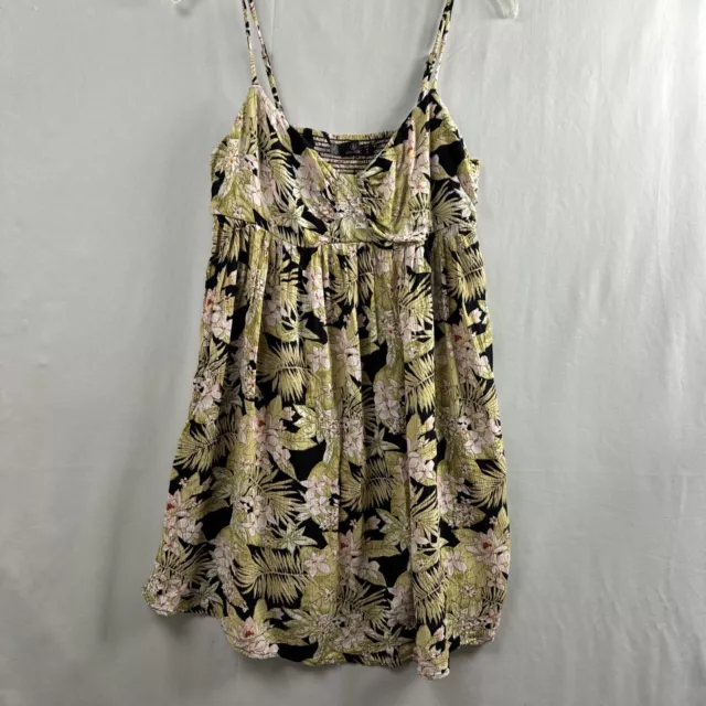 Volcom Sun Dress Womens 8 Spaghetti Strap Cinched Back V-Neck Tropical Floral