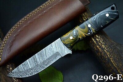 8.8" OAL Custom Hand Forged Damascus Steel Hunting Knife Handmade (Q296-E)