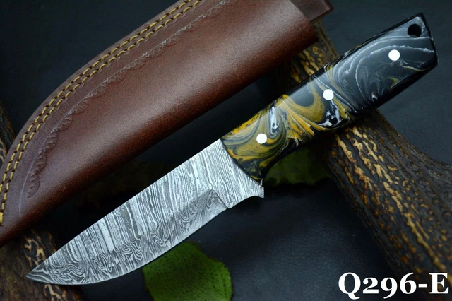 8.8" OAL Custom Hand Forged Damascus Steel Hunting Knife Handmade (Q296-E)