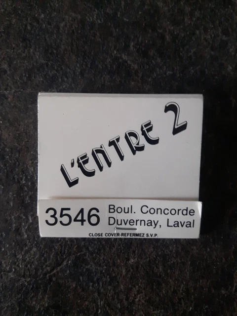 L'entre 2 Laval Quebec Matchbook Cover