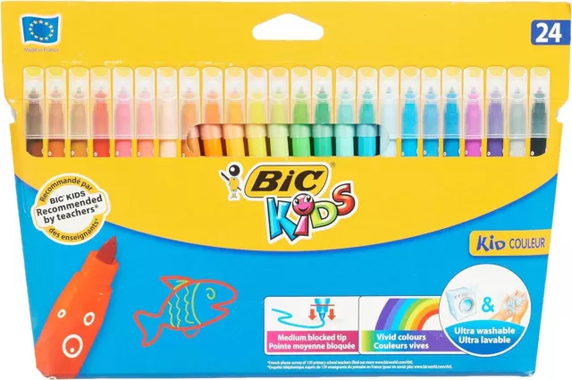 BIC Kids Filzstifte Kid Couleur 24 Farben auswaschbar spitze stabil Malen NEU