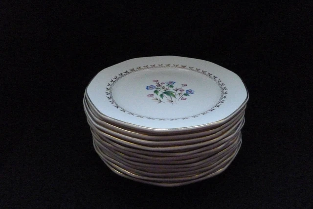 Lot De 6 Assiettes à Dessert Anciennes En Grès - Décor Floral Peint à La Main, Fait Main