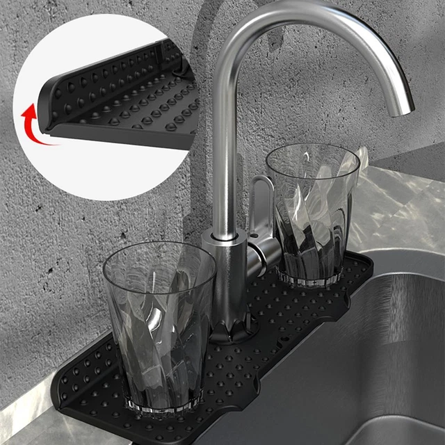 Fdit Robinet de Cuisine évier Garde Tapis de Salle de Bain Tapis en Silicone Tapis d'évier en Silicone Tapis de Drainage pour Tapis de Sol Anti-éclaboussures Nettoyeurs de Filtre à