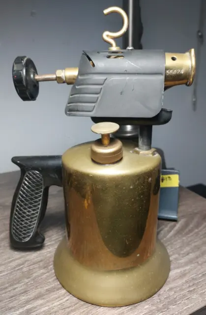 Vintage 10.75" Tall Brass Blow Torch Untested Very Clean