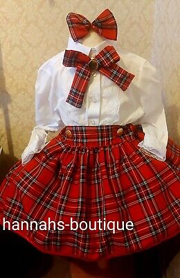 5/6yrs NEW Scottish warm tartan Christmas Xmas Spanish romany girls top skirt
