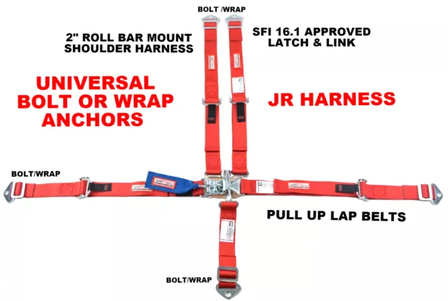 Quarter Midgets Racing Harness Sfi 16.1 5 Point Latch & Link Seat Belt Red