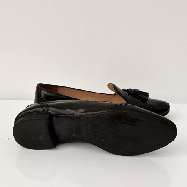 Prada Spazzolato Wing-Tip Tassel Woman's Loafer Black Leather EU38 US 7 3