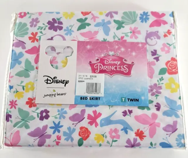 Falda de cama doble princesa Disney frijoles saltadores flores de cenicienta mariposas
